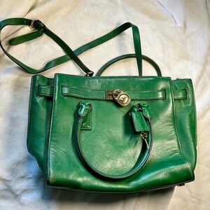 Michael Kors Leather Satchel Green M
